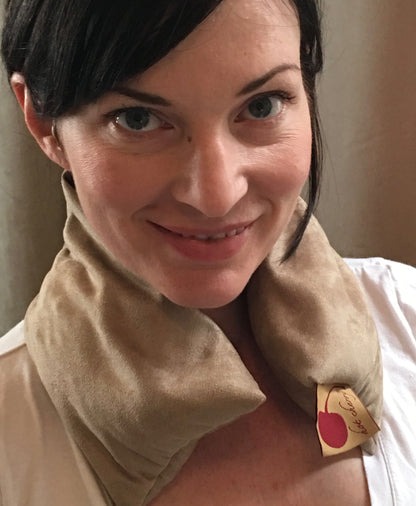 Hot Cherry Neck Wrap in Plush Tan Ultra-suede - Trending Wellness Store