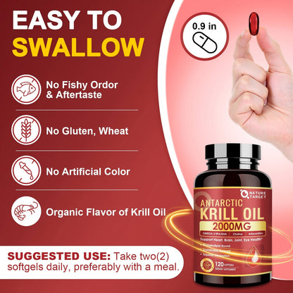Krill Oil 2000mg with Omega-3 + Astaxanthin, 60-Day Supply - Trending Wellness Store