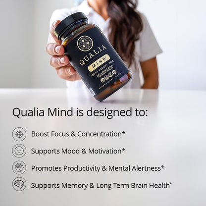 QUALIA MIND | The Ultimate Blend For Brain Health* | Doctor-Formulated Nootropic To Fuel Focus & Concentration* | Supports Long Term Brain Health| Maintain Drive & Productivity | 2 Month Supply - Trending Wellness Store