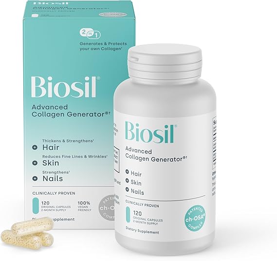 Biosil Collagen Generator - 120 Original Capsules - with Patented ch-OSA Complex - Generates & Protects Your Own Collagen - GMO Free - 60-Day Supply - Trending Wellness Store