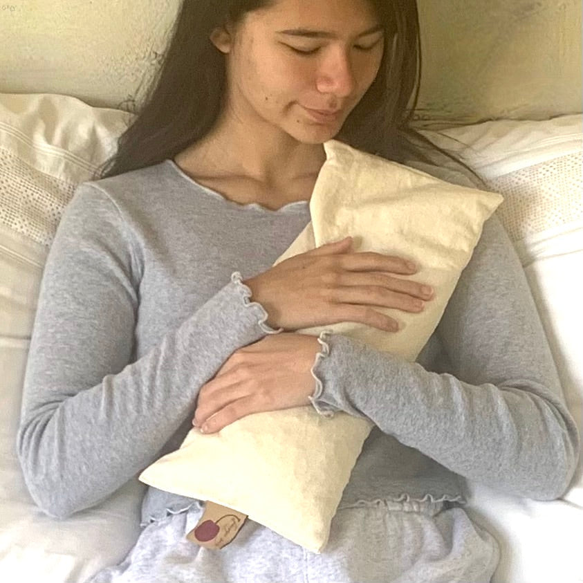 Hot Cherry Rectangular/Cervical Neck Pillow in Unbleached, Pre-washed, Natura Denim with Cherry Print Pillowcase - Trending Wellness Store