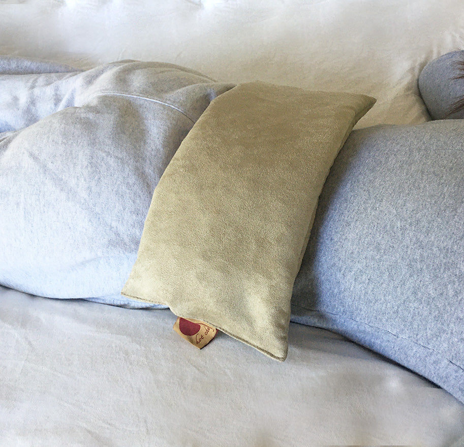 Hot Cherry Rectangular/Cervical Neck Pillow in Plush Tan Ultra-Suede - Trending Wellness Store