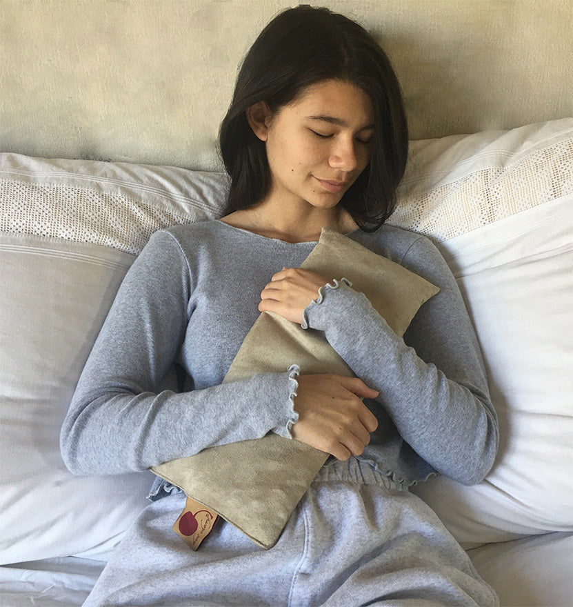 Hot Cherry Rectangular/Cervical Neck Pillow in Plush Tan Ultra-Suede - Trending Wellness Store