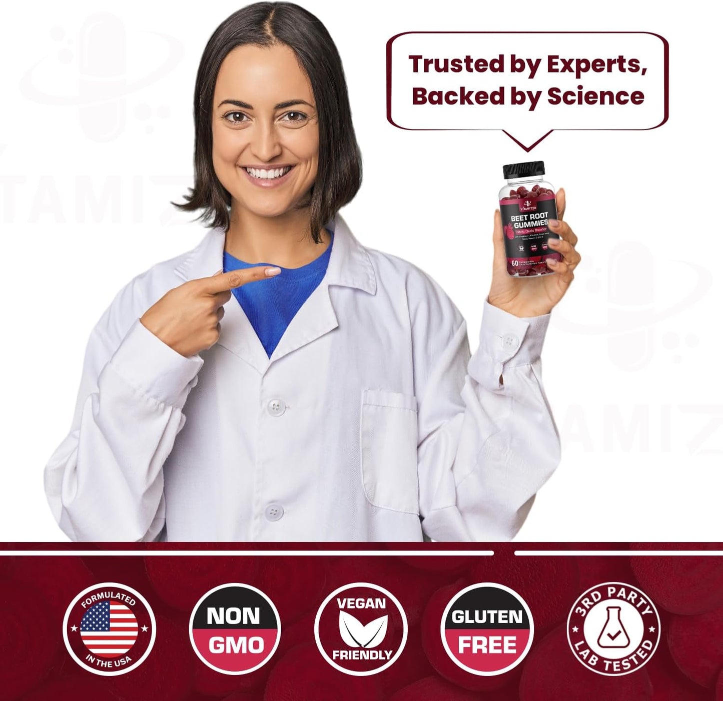 VITAMIZED Beetroot Gummies 1000mg - Nitric Oxide Supplement - Trending Wellness Store