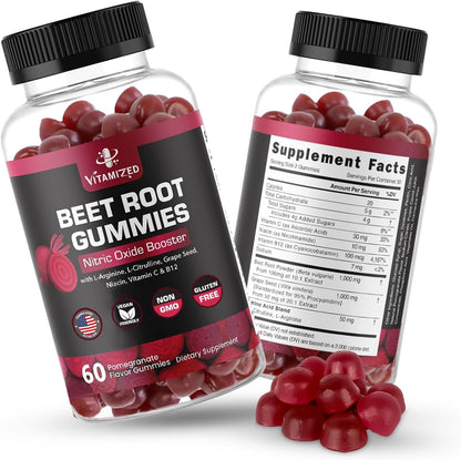 VITAMIZED Beetroot Gummies 1000mg - Nitric Oxide Supplement - Trending Wellness Store