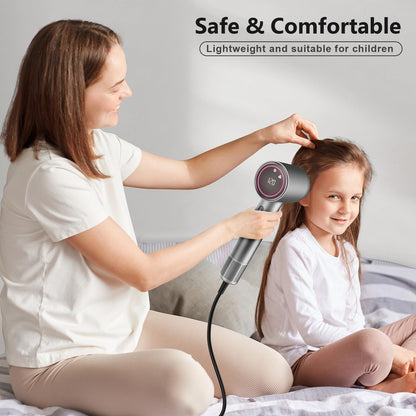 Guowo Hair Dryer, 160000 RPM Professional High Speed Ionic Blow Dryer for Fast Drying, 5 Temps/3 Speeds Lightweight Hairdryer with Magnetic Diffuser for Curly Hair for Home Travel Salon, Silver - Trending Wellness Store