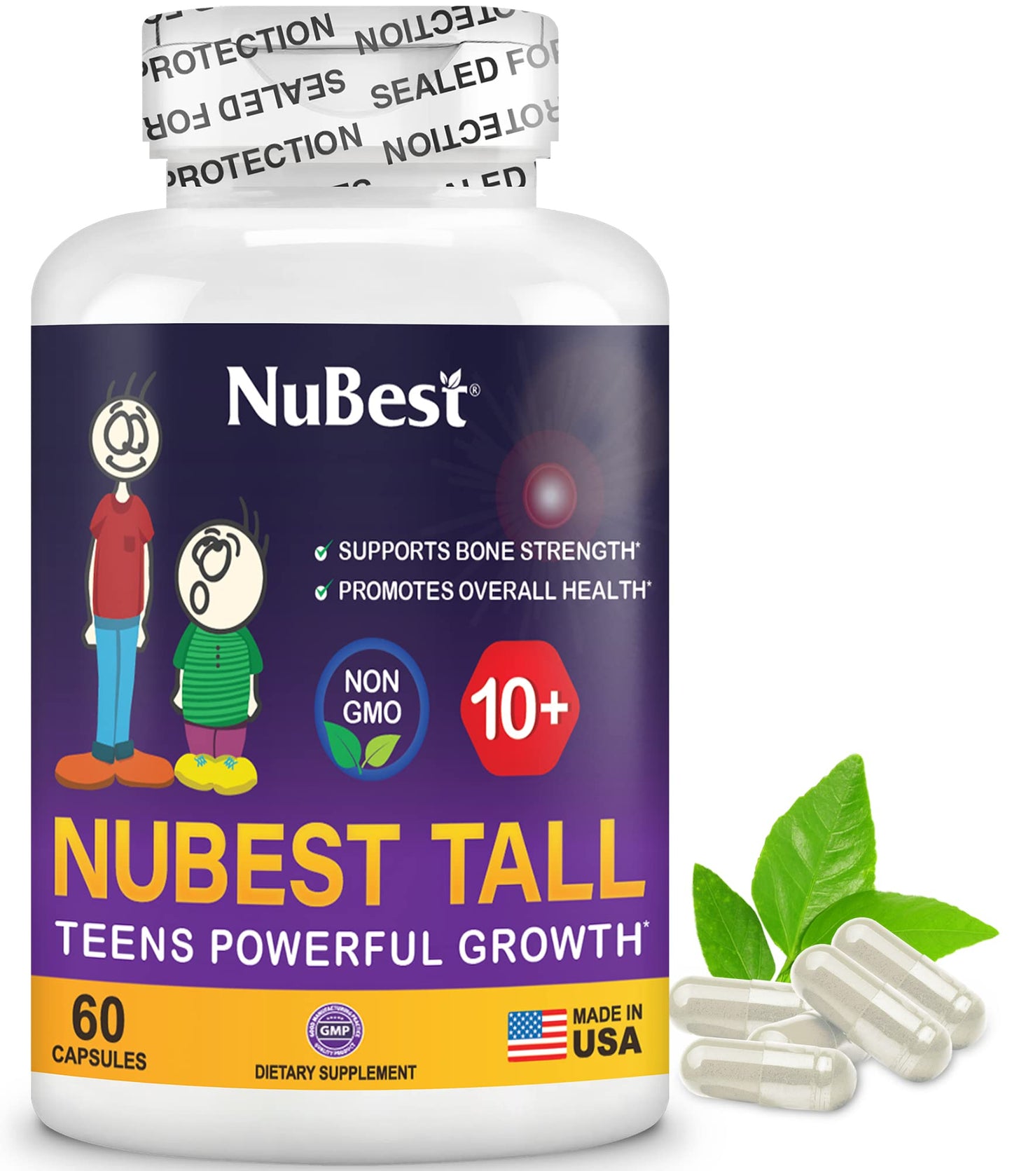 NuBest Tall 10+ Premium Bone Strength Formula, Enhanced Immunity and Overall Health for Age 10+ - Who Drink Milk Daily with Calcium, Vitamin D3, Vitamin K2, and Multivitamins - 60 Capsules - Trending Wellness Store