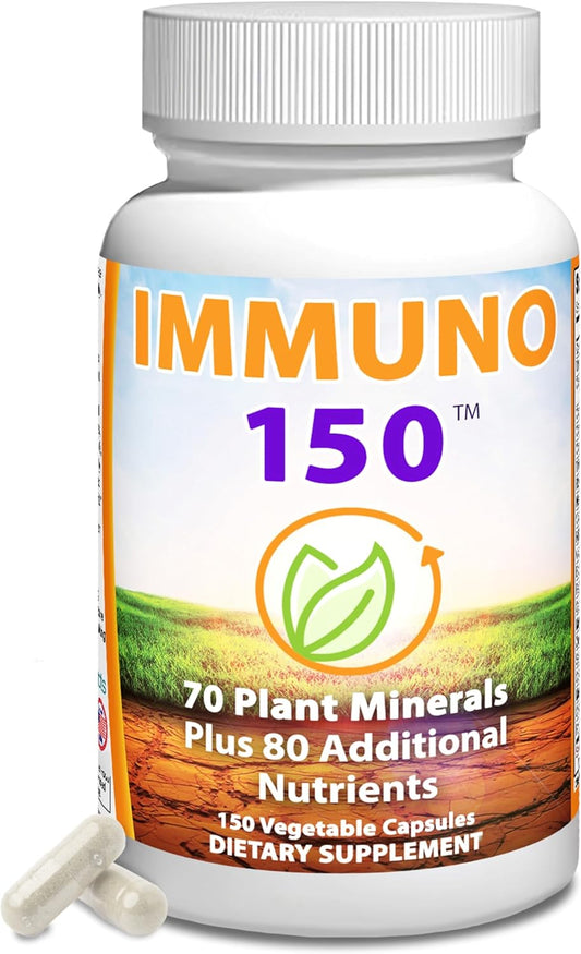 Immuno150 Immune Support Supplement, 150 Vegetable Capsules - Immunity Boost Packed with 70 Trace Minerals, 13 Essential Vitamins, Antioxidants, Herbs & Amino Acids - Immune System Booster for Adults - Trending Wellness Store