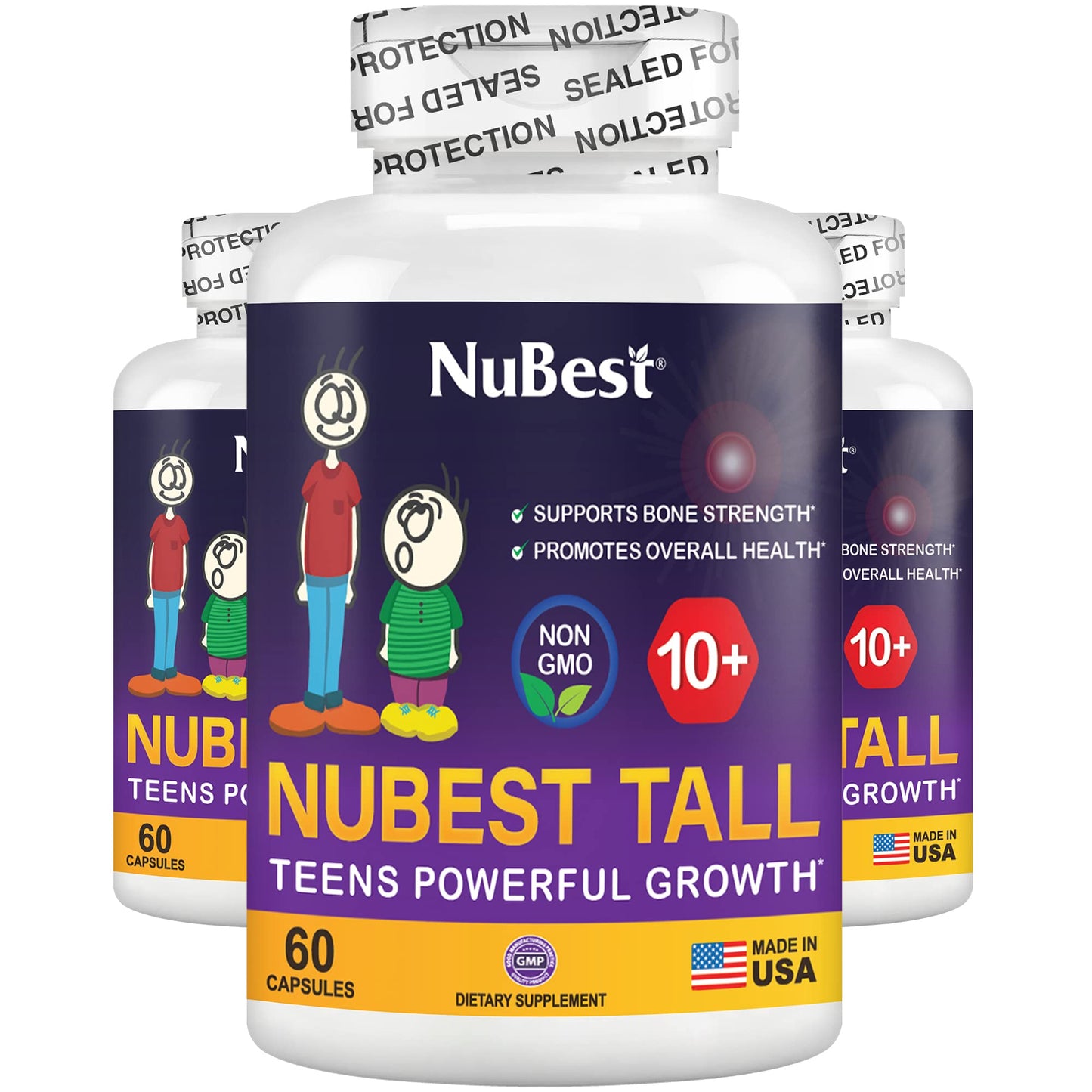 NuBest Tall 10+ Premium Bone Strength Formula, Enhanced Immunity and Overall Health for Age 10+ - Who Drink Milk Daily with Calcium, Vitamin D3, Vitamin K2, and Multivitamins - 60 Capsules - Trending Wellness Store