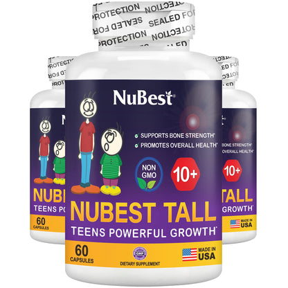 NuBest Tall 10+ Premium Bone Strength Formula, Enhanced Immunity and Overall Health for Age 10+ - Who Drink Milk Daily with Calcium, Vitamin D3, Vitamin K2, and Multivitamins - 60 Capsules - Trending Wellness Store