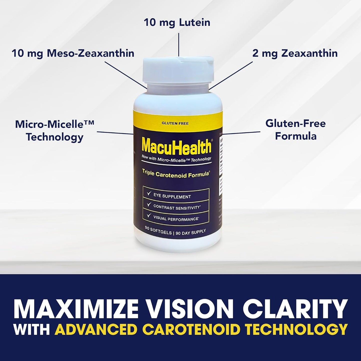 Macuhealth Triple Carotenoid Formula - Eye Vitamins for Adults - 90 Softgels, 3 Month Supply - Trending Wellness Store