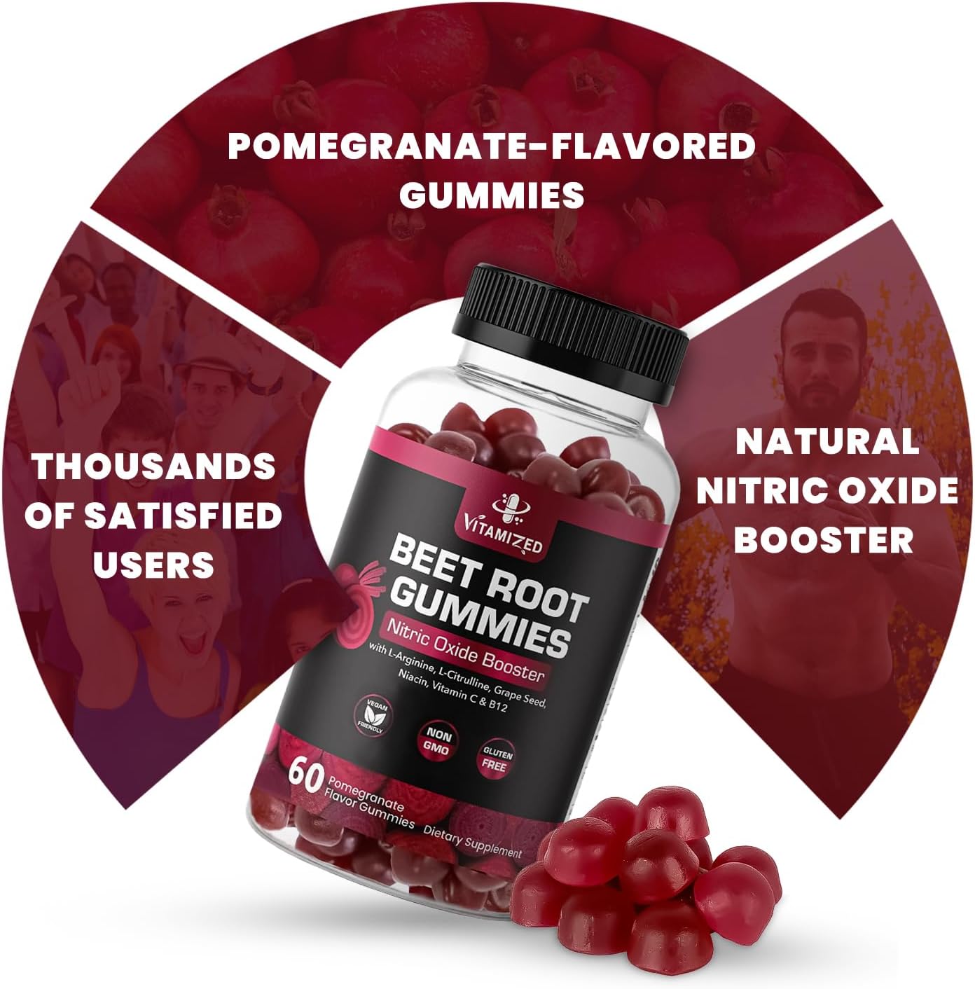 VITAMIZED Beetroot Gummies 1000mg - Nitric Oxide Supplement - Trending Wellness Store