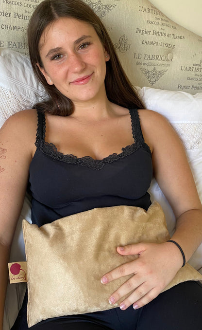 Large Rectangle Cherry Stone Pillow in Tan Ultra-Suede - Trending Wellness Store