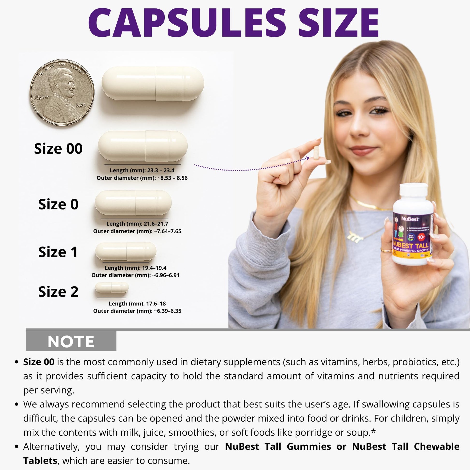 NuBest Tall 10+ Premium Bone Strength Formula, Enhanced Immunity and Overall Health for Age 10+ - Who Drink Milk Daily with Calcium, Vitamin D3, Vitamin K2, and Multivitamins - 60 Capsules - Trending Wellness Store