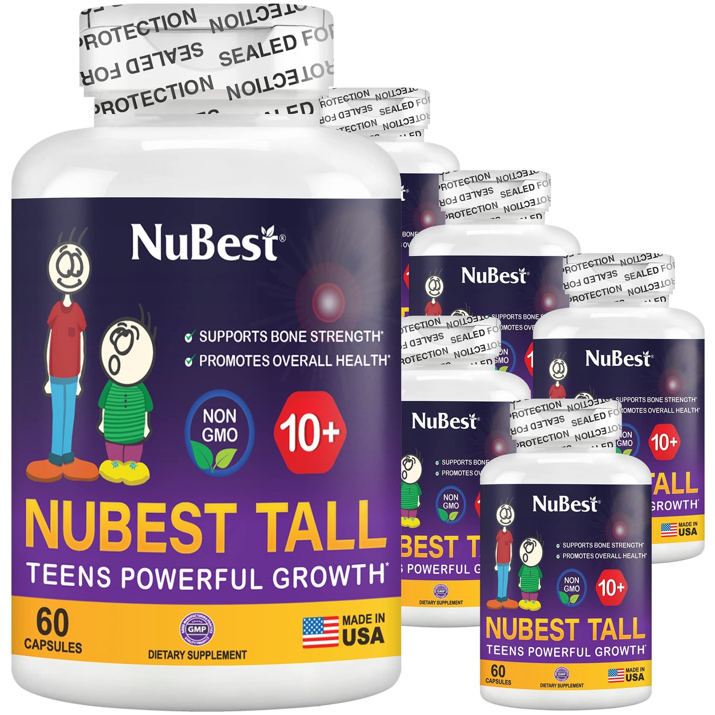 NuBest Tall 10+ Premium Bone Strength Formula, Enhanced Immunity and Overall Health for Age 10+ - Who Drink Milk Daily with Calcium, Vitamin D3, Vitamin K2, and Multivitamins - 60 Capsules - Trending Wellness Store