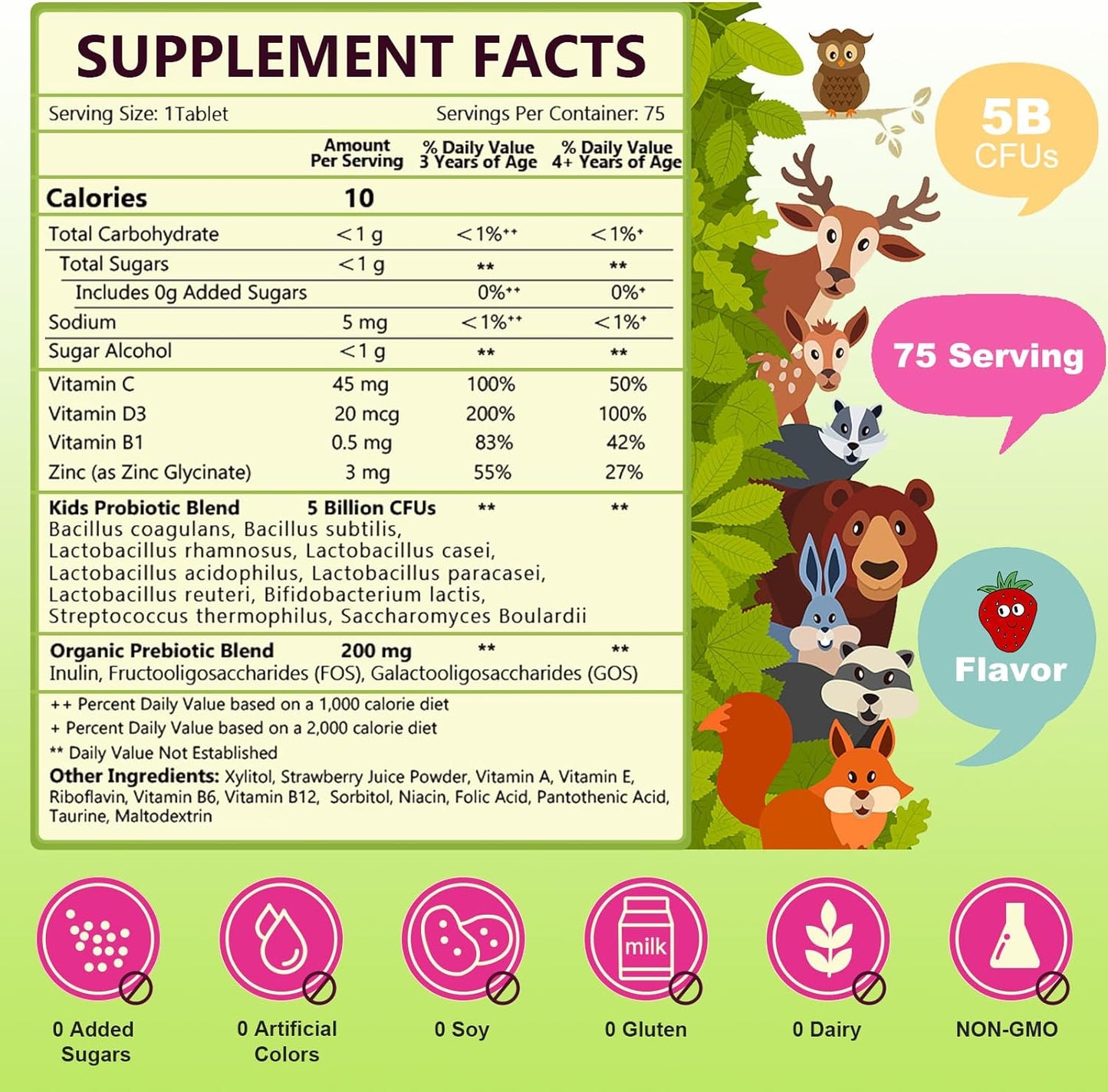 Kids Probiotic + Multivitamin, 5 Billion CFUs, 75 Tablets - Trending Wellness Store