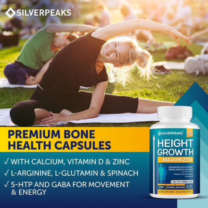SILVERPEAKS Growth Capsules to Grow Taller - Height Growth Maximizer with Calcium for Bone Strength - Made in USA - Natural Get Taller Supplement - Free of Growth Hormone - Trending Wellness Store