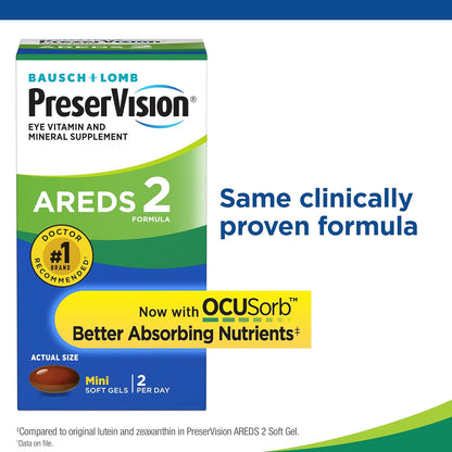 PreserVision AREDS 2 Eye Vitamins, Lutein and Zeaxanthin Supplement with Vitamin C, Vitamin E,Zinc, and Copper, 130 Softgels 2Pack (Minigels) - Trending Wellness Store