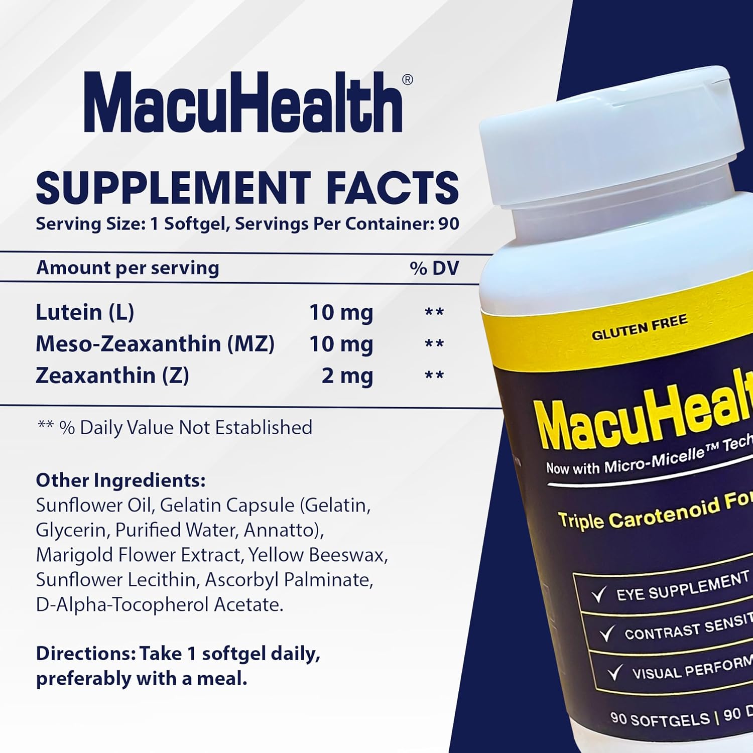 Macuhealth Triple Carotenoid Formula - Eye Vitamins for Adults - 90 Softgels, 3 Month Supply - Trending Wellness Store