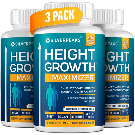 SILVERPEAKS Growth Capsules to Grow Taller - Height Growth Maximizer with Calcium for Bone Strength - Made in USA - Natural Get Taller Supplement - Free of Growth Hormone - Trending Wellness Store