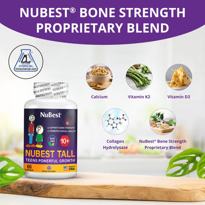 NuBest Tall 10+ Premium Bone Strength Formula, Enhanced Immunity and Overall Health for Age 10+ - Who Drink Milk Daily with Calcium, Vitamin D3, Vitamin K2, and Multivitamins - 60 Capsules - Trending Wellness Store