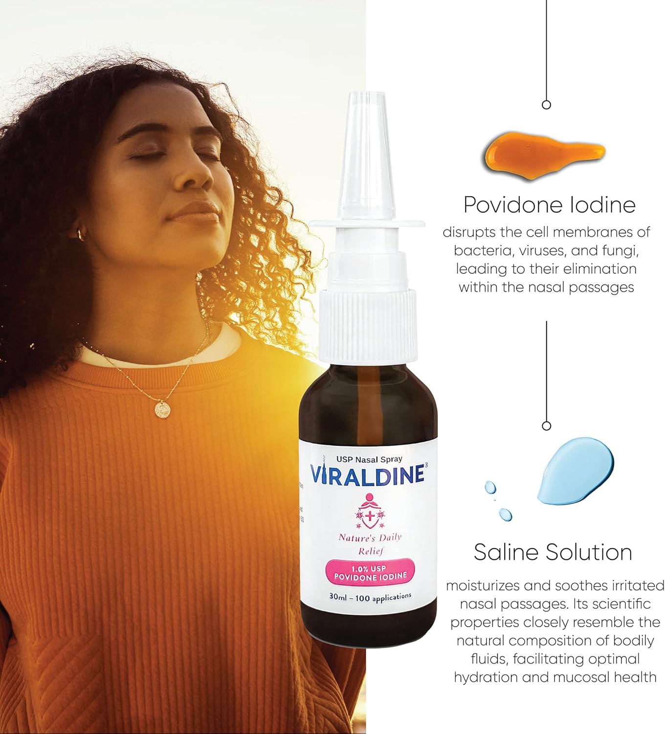 Viraldine 1% Antiviral Povidone-Iodine Nasal Spray - With No Harmful Microplastics - Trending Wellness Store