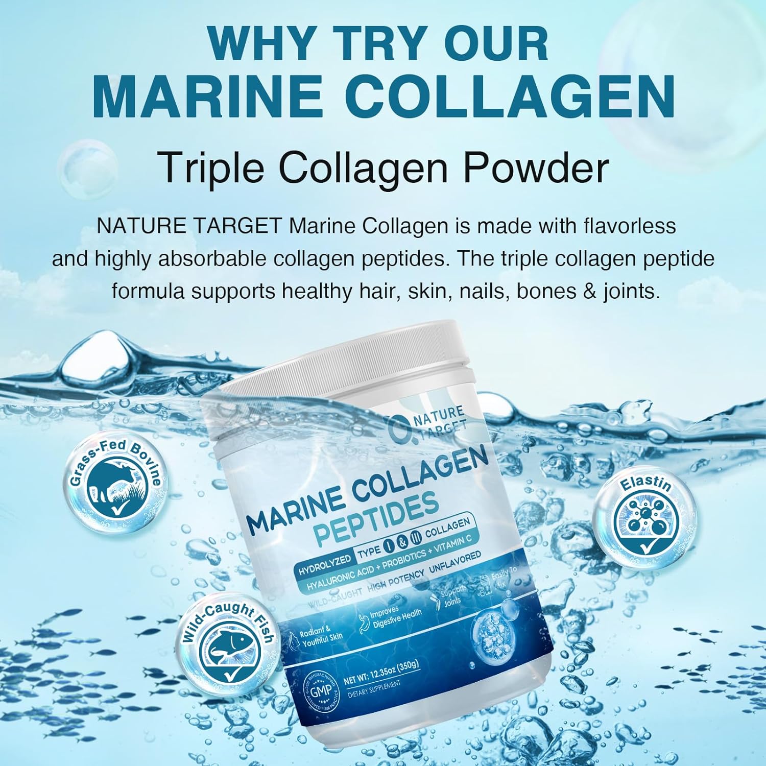 Marine Collagen Peptides Powder, 10 Billion CFUs - Trending Wellness Store