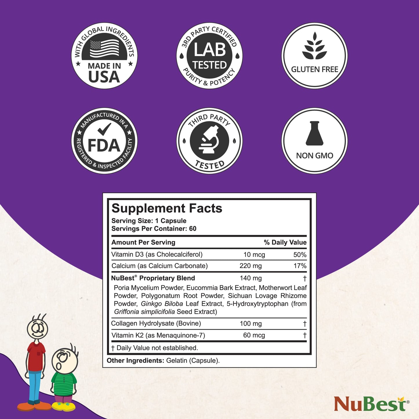 NuBest Tall 10+ Premium Bone Strength Formula, Enhanced Immunity and Overall Health for Age 10+ - Who Drink Milk Daily with Calcium, Vitamin D3, Vitamin K2, and Multivitamins - 60 Capsules - Trending Wellness Store