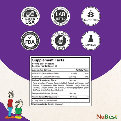 NuBest Tall 10+ Premium Bone Strength Formula, Enhanced Immunity and Overall Health for Age 10+ - Who Drink Milk Daily with Calcium, Vitamin D3, Vitamin K2, and Multivitamins - 60 Capsules - Trending Wellness Store