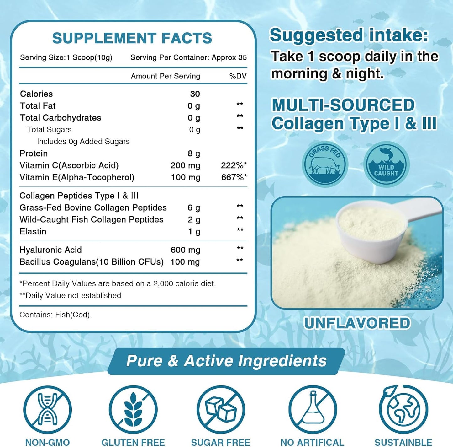 Marine Collagen Peptides Powder, 10 Billion CFUs - Trending Wellness Store