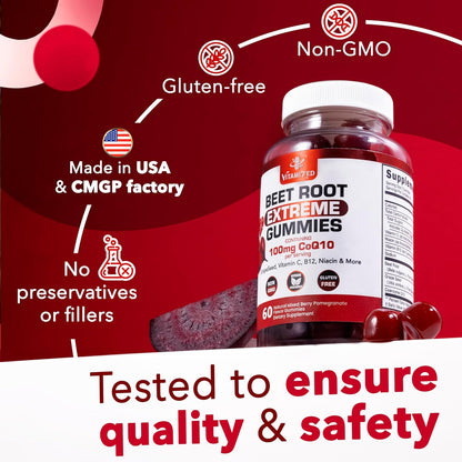 Beet Root Extreme Gummies with CoQ10, 60 Count - Trending Wellness Store