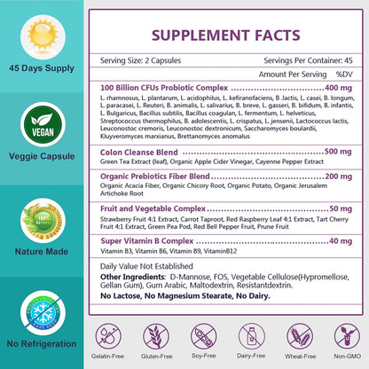 3-in-1 Digestive Health Probiotics, 100 Billion CFUs, 200mg - Trending Wellness Store