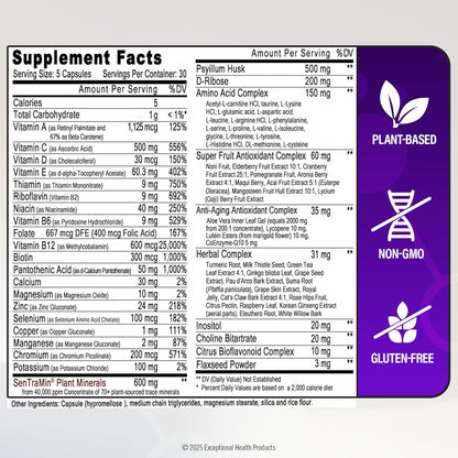 Immuno150 Immune Support Supplement, 150 Vegetable Capsules - Immunity Boost Packed with 70 Trace Minerals, 13 Essential Vitamins, Antioxidants, Herbs & Amino Acids - Immune System Booster for Adults - Trending Wellness Store