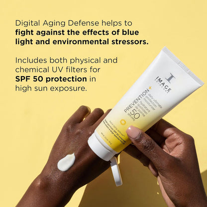 IMAGE Skincare PREVENTION+ Daily Ultimate Protection Moisturizer, SPF 50 Face Sunscreen Lotion, Zinc Oxide, Blendable with No White Cast, 3.2 oz - Trending Wellness Store