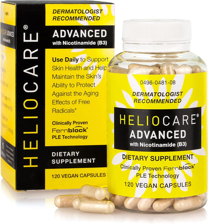 Heliocare Advanced Niacin B3 Supplement Pack of 2 : Fernblock PLE Extract 240mg Per Serving - Supports Skin Cell Health W/Antioxidant Rich Vitamin B3 Niacin 500 mg - 120 Vegan Capsules - Trending Wellness Store