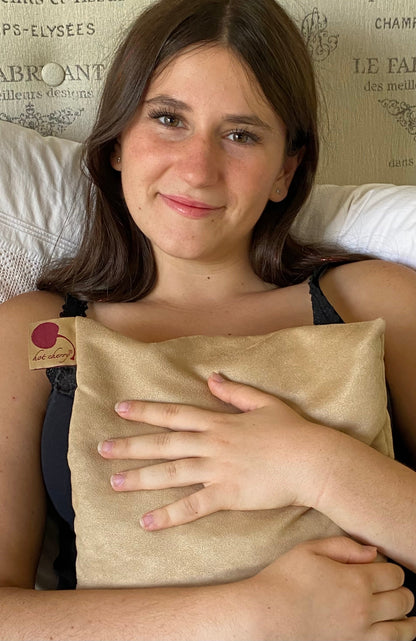 Large Square Cherry Stone Pillow in Tan Ultra-Suede - Trending Wellness Store
