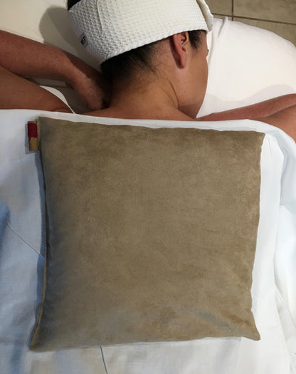 Large Square Cherry Stone Pillow in Tan Ultra-Suede - Trending Wellness Store