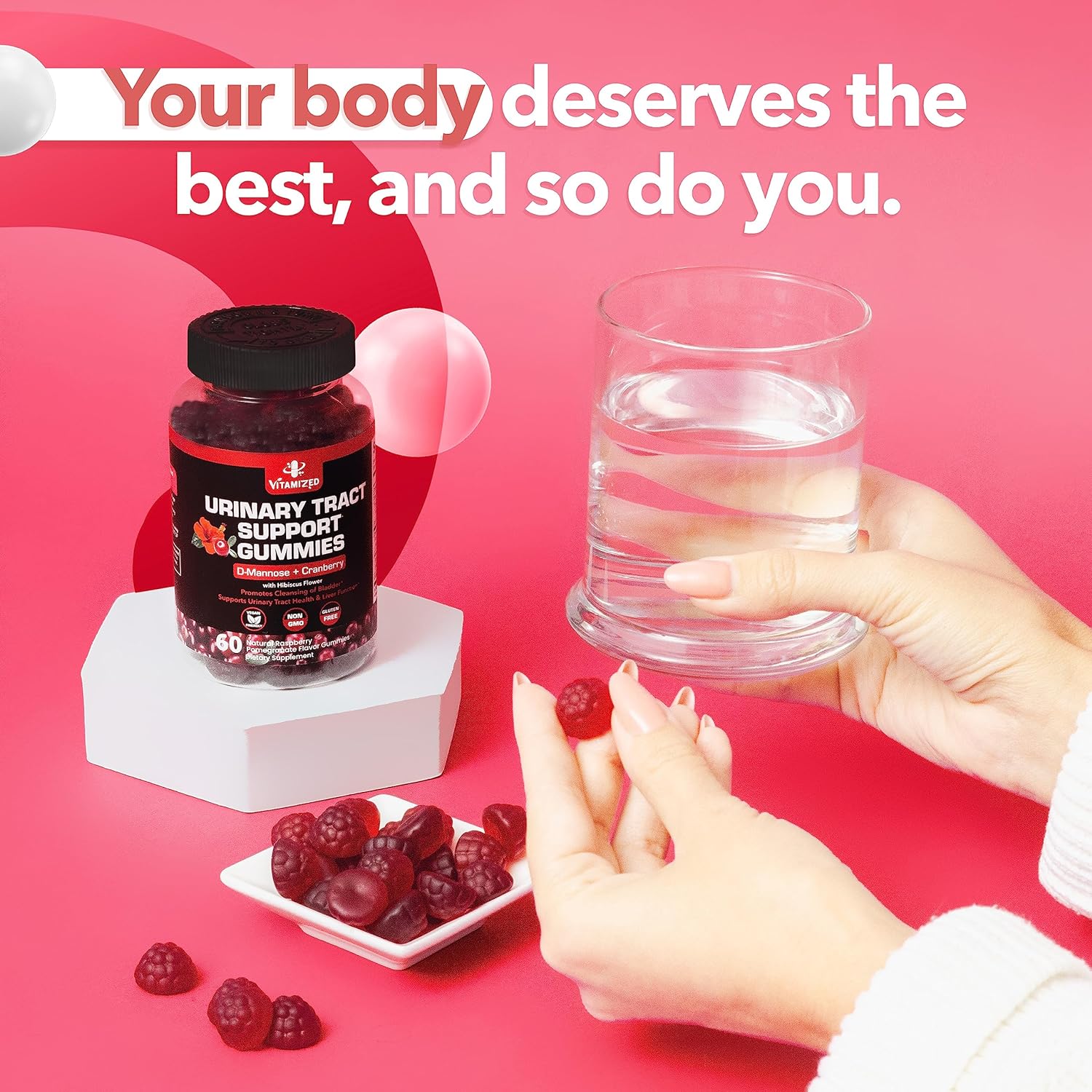 Powerful Cranberry Gummies 1500mg with D-Mannose - Urinary Tract Health - Fast-Acting Bladder Support Supplement - 60 Count - Trending Wellness Store