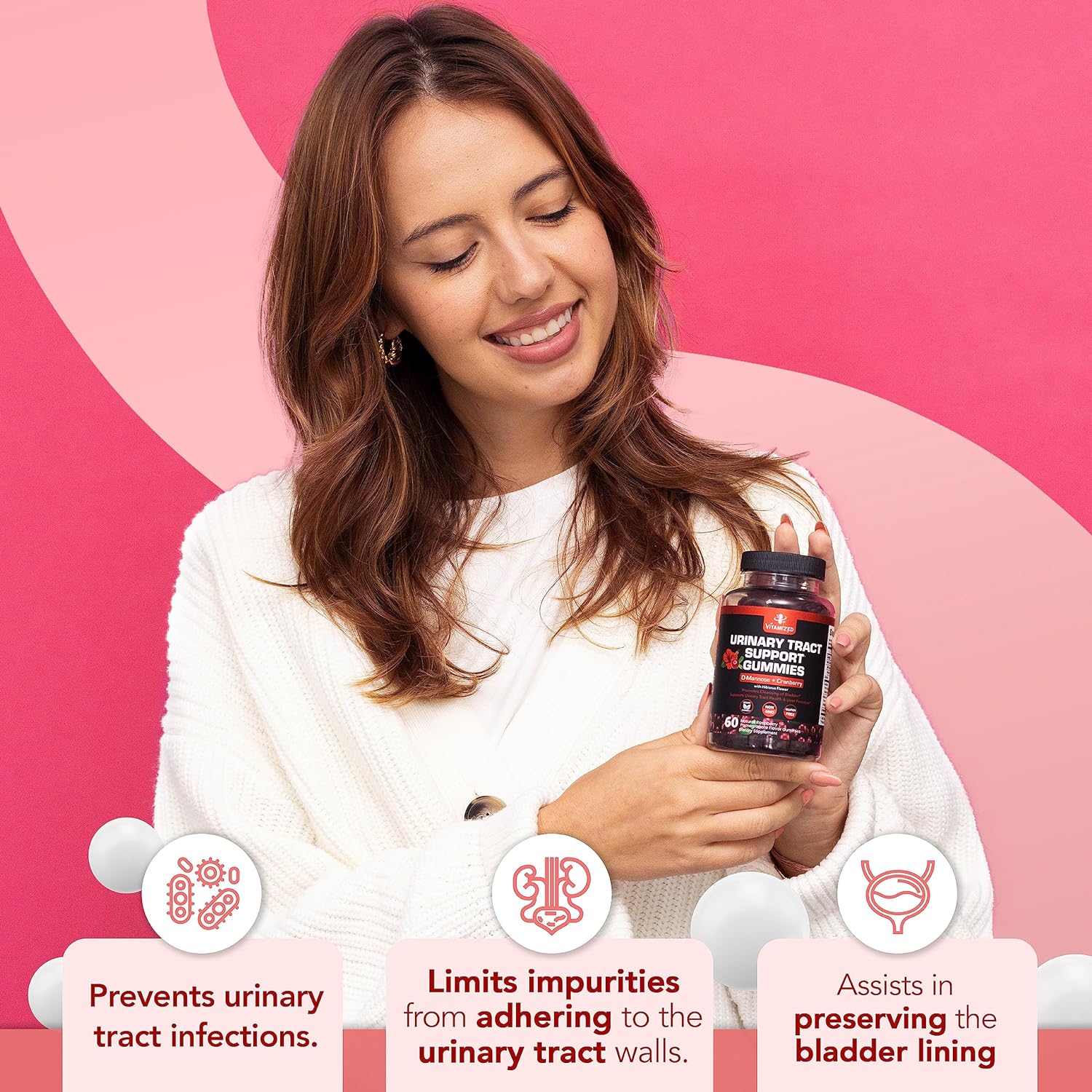 Powerful Cranberry Gummies 1500mg with D-Mannose - Urinary Tract Health - Fast-Acting Bladder Support Supplement - 60 Count - Trending Wellness Store