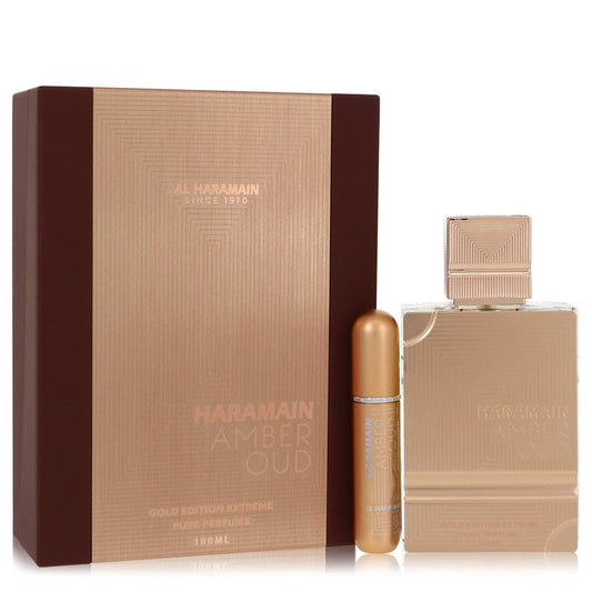 Al Haramain Amber Oud Gold Edition Extreme by Al Haramain Gift Set 3.4 oz 3.4 Pure Perfume Spray + 0.34 oz Refillable Spray    for Women - Trending Wellness Store
