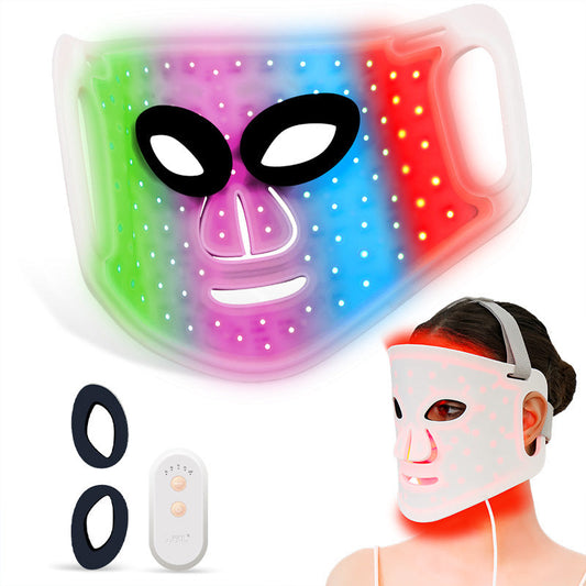LED Color Light Home Beauty Device with Red, Blue, Green, and Purple Light Mask, 98 Light Beads for Facial Phototherapy Mask - Trending Wellness Store