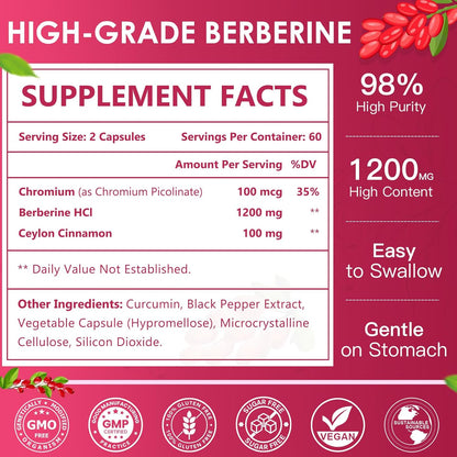 Berberine HCl, 120 Capsules - Trending Wellness Store