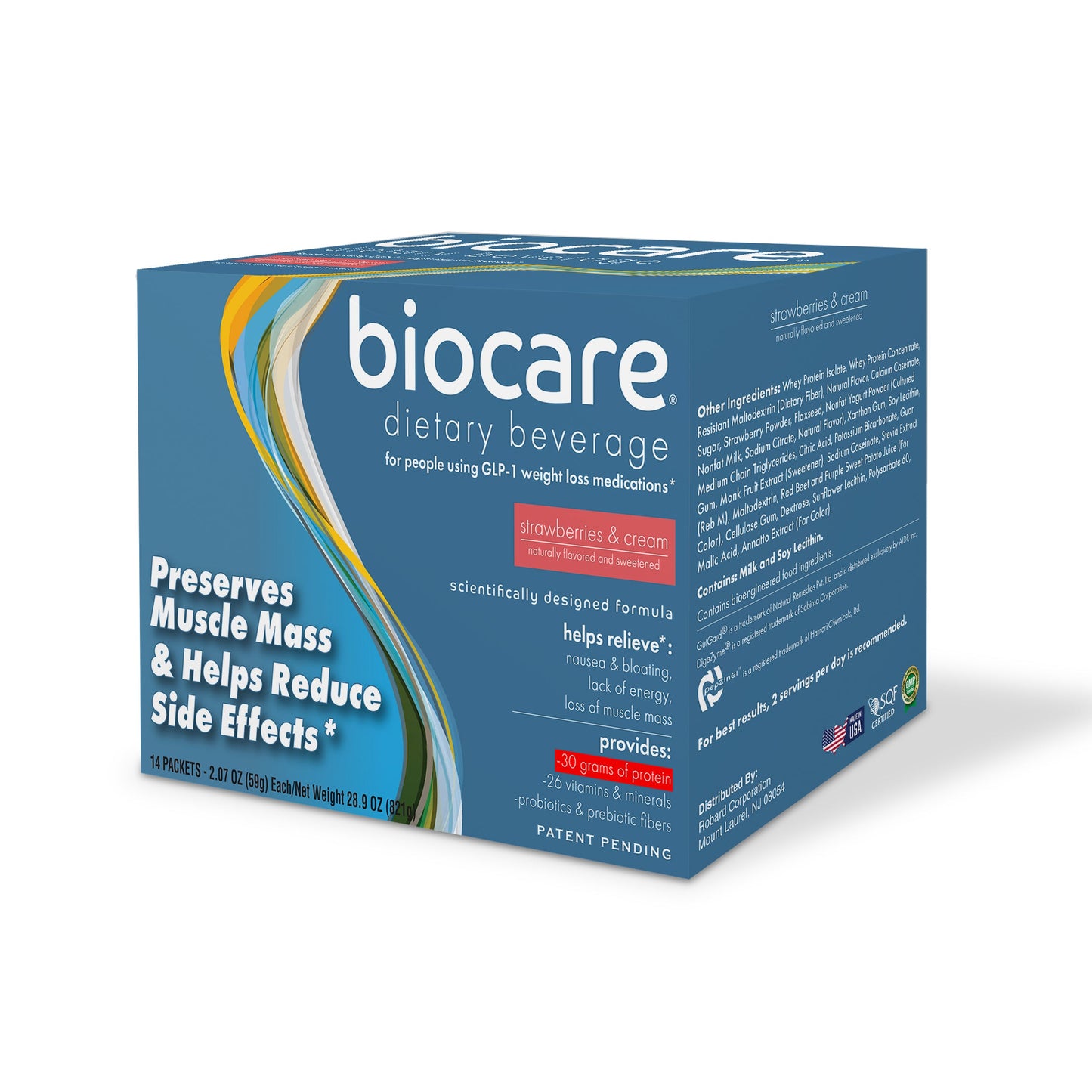 30G Protein Strawberries & Cream Biocare Dietary Beverage (14-Count) - Trending Wellness Store