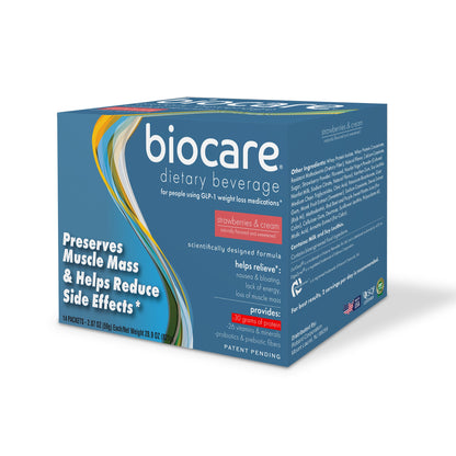 30G Protein Strawberries & Cream Biocare Dietary Beverage (14-Count) - Trending Wellness Store