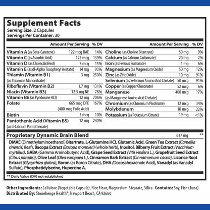Stonehenge Health Dynamic Brain Supplement – Memory, Focus Mental Clarity | 60 Capsules - Trending Wellness Store
