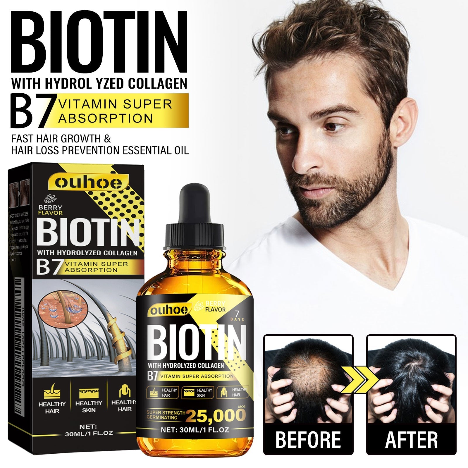 Collagen B7 Vitamin Hair Care Essential Oil Nourishes Hair Gently And Softens Hair - Trending Wellness Store