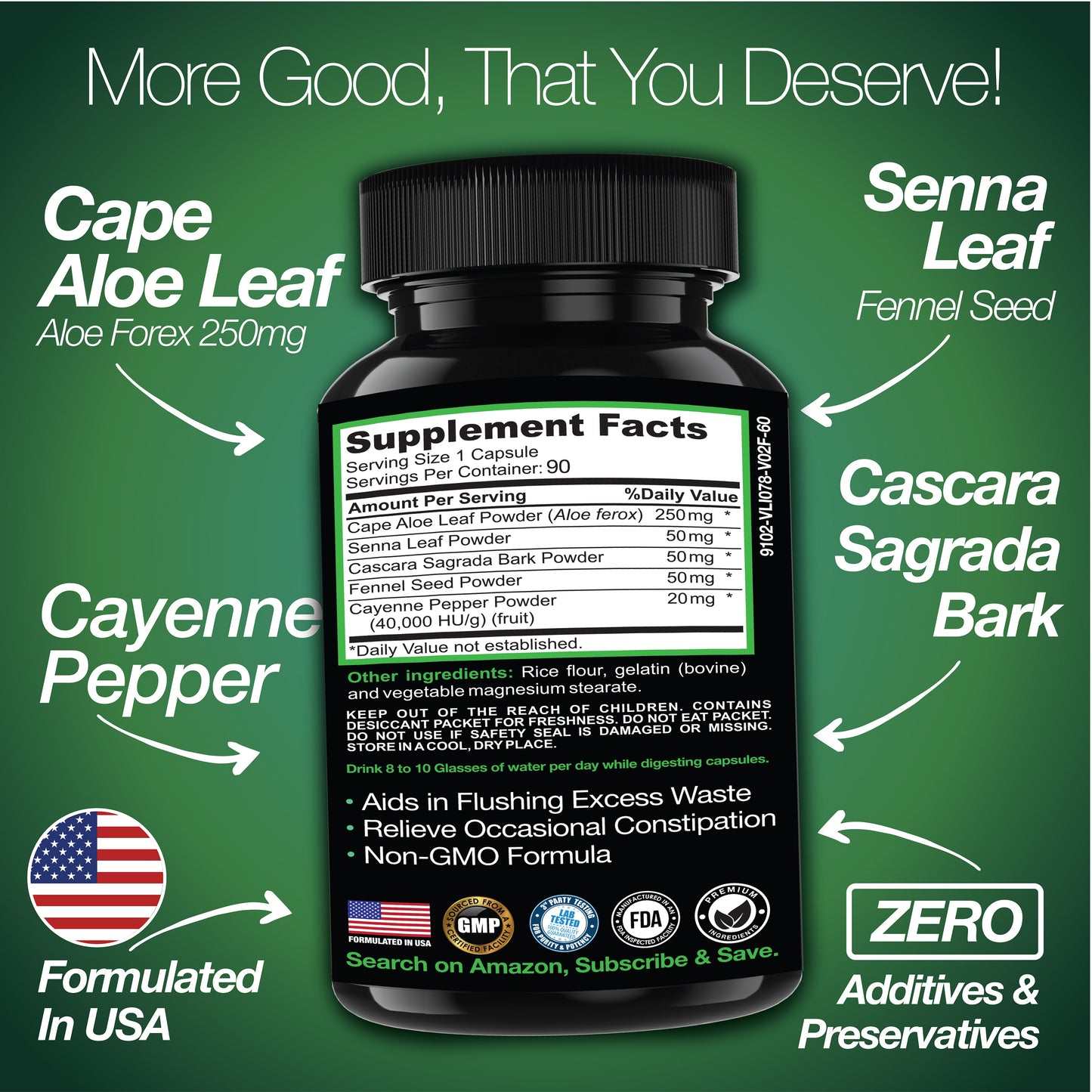 Cape Aloe Colon Cleanse, Detox & Flush - 90 Capsules. Gentle Constipation Relief - Trending Wellness Store