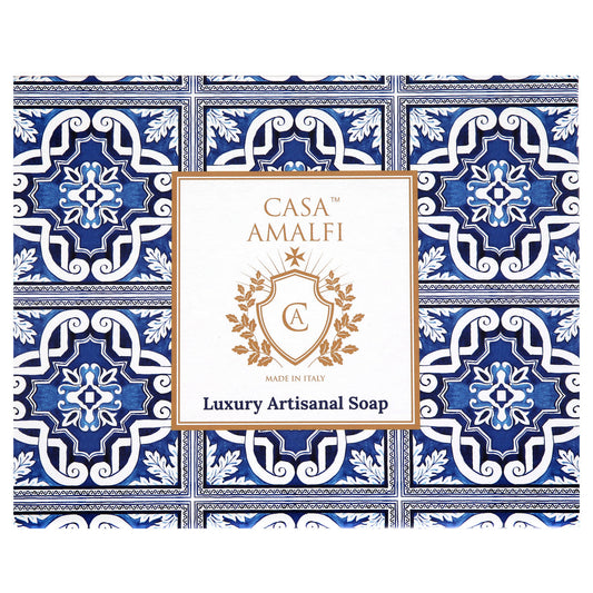 Casa Amalfi Blue Maiolica Gift Box: 3 Soaps + Ceramic Soap Dish - Trending Wellness Store