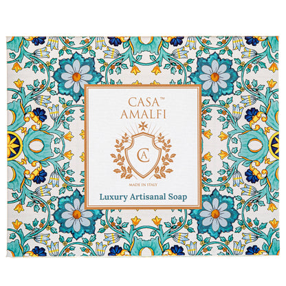 Casa Amalfi Green Maiolica Gift Box: 3 Soaps + Ceramic Soap Dish - Trending Wellness Store