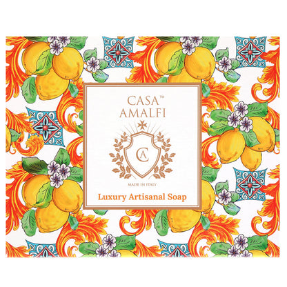 Casa Amalfi Lemon Maiolica Gift Box: 3 Soaps + Ceramic Soap Dish - Trending Wellness Store